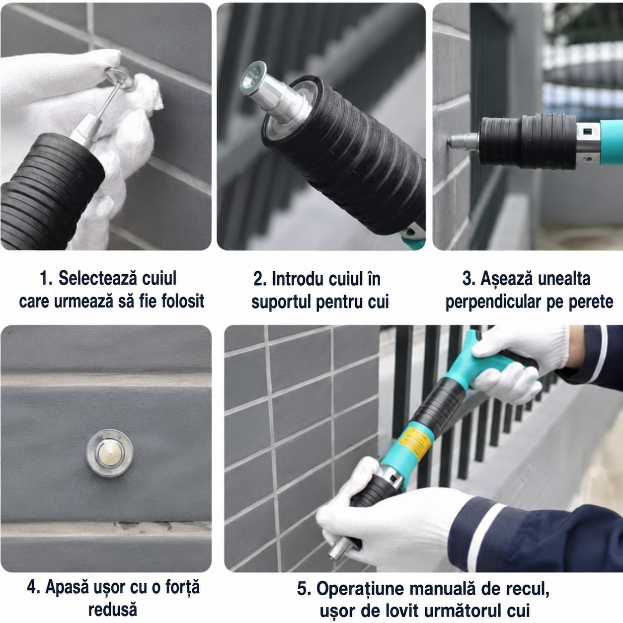 Trusa Pistol de Cuie cu Accesorii si 100 Cuie Incluse