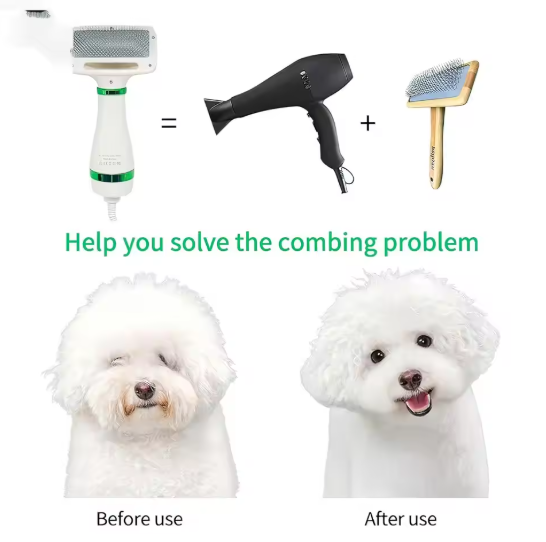 Perie pentru animale 2 in 1, functie de uscator de par