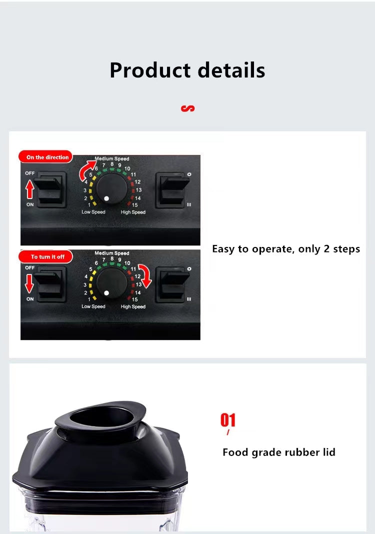 Blender de bucatarie profesional Capacitate 2.5L, 4500W