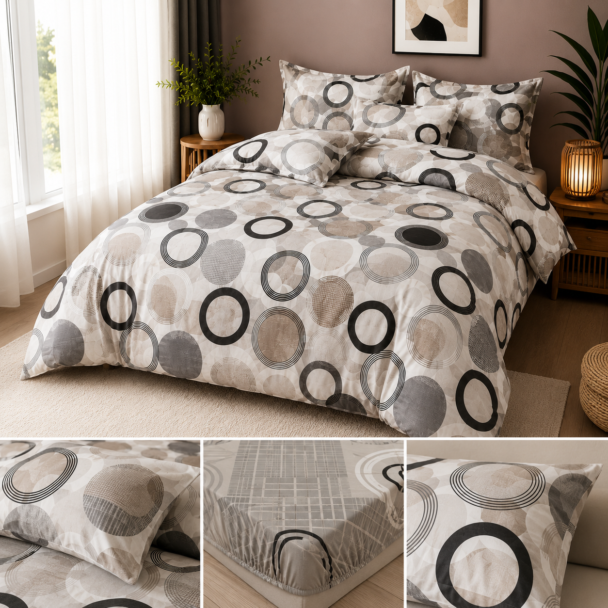 ✨ Lenjerie de Pat cu Elastic Premium Pucioasa – 4 Piese