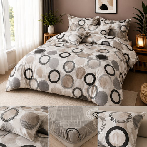 ✨ Lenjerie de Pat cu Elastic Premium Pucioasa – 4 Piese