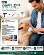 Perie pentru animale 2 in 1, functie de uscator de par